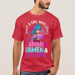 Camiseta Apenas Uma Menina Que Ama Anime Ramen E Esbofetean