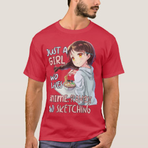 Camiseta Apenas Uma Menina Que Ama Anime Ramen E Esbofetean