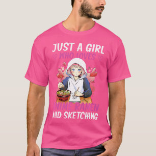 Camiseta Apenas Uma Menina Que Ama Anime Ramen E Esbofetean