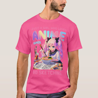 Camiseta Apenas Uma Menina Que Ama Anime Ramen E Esbofetean