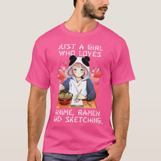 Camiseta Apenas Uma Menina Que Ama Anime Ramen E Esbofetean