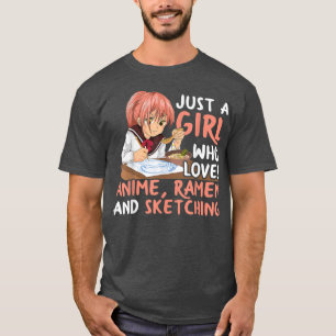 Camiseta Apenas Uma Menina Que Ama Anime Ramen E Esbofetean