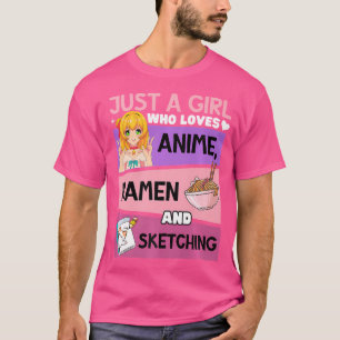 Camiseta Apenas Uma Menina Que Ama Anime Ramen E Esbofetean