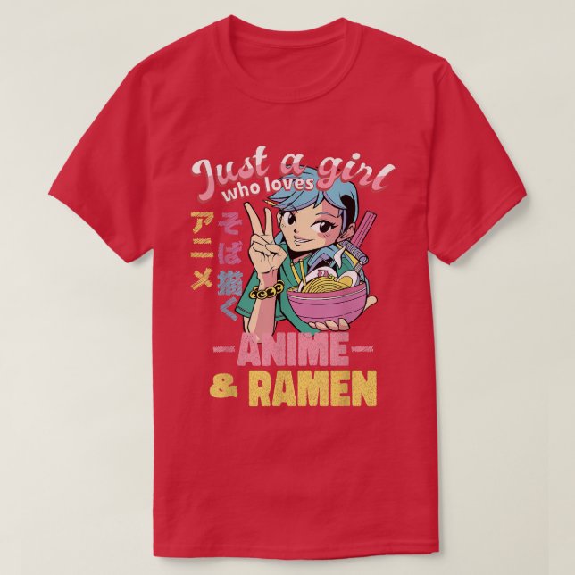 Camiseta Apenas Uma Menina Que Ama Anime Ramen E Esbofetean (Frente do Design)