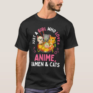 Camiseta Apenas Uma Menina Que Ama Anime Ramen E Gata Kawai