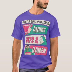 Camiseta Apenas Uma Menina Que Ama Anime Ramen E Gata Kawai