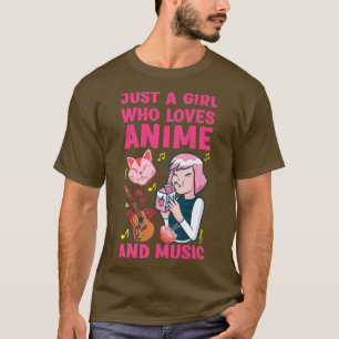 Camiseta Apenas Uma Menina Que Ama Animes E Música Gata Ram