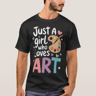 Camiseta Apenas Uma Menina Que Ama Arte Cute Volta às Aulas
