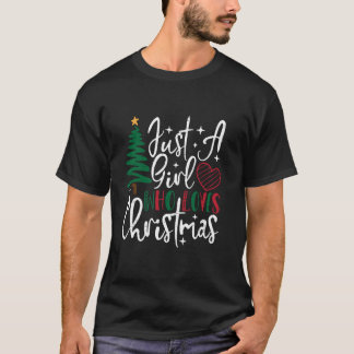 Camiseta Apenas Uma Menina Que Ama Árvore De Natal Luz Xmas