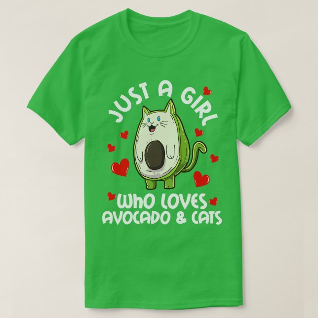 Camiseta Apenas Uma Menina Que Ama Avocado Gata Kawaii (Frente do Design)