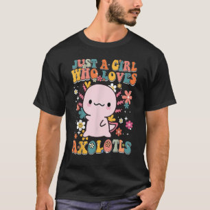Camiseta Apenas Uma Menina Que Ama Axolotls Retro Groovy Ax