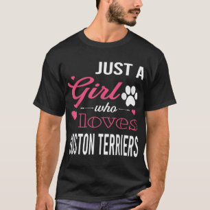 Camiseta Apenas Uma Menina Que Ama BOSTON TERRIERS Mulheres