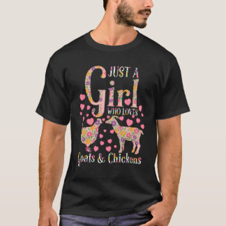 Camiseta Apenas Uma Menina Que Ama Cabras E Galinhas Fazend