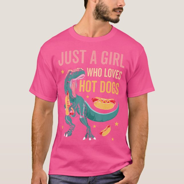 Camiseta Apenas Uma Menina Que Ama Cachorros Quentes Dinoss (Frente)