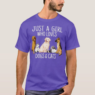Camiseta Apenas Uma Menina Que Ama Cães E Gatos Presos Para