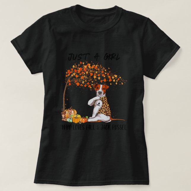 Camiseta Apenas Uma Menina Que Ama Cair E Jack Russel Lepar (Frente do Design)
