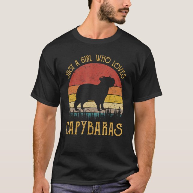 Camiseta Apenas Uma Menina Que Ama Capybaras Engraçado Rode (Frente)