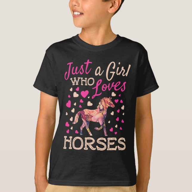 Camiseta Apenas Uma Menina Que Ama Cavalos Cavalos Cavalos  (Frente)