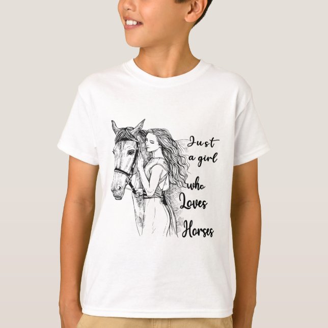 Camiseta Apenas Uma Menina Que Ama Cavalos Cavalos Cavalos  (Frente)