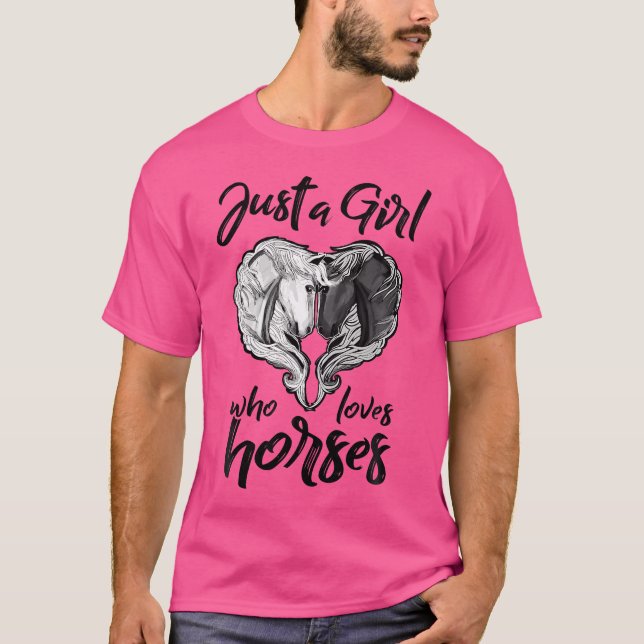 Camiseta Apenas Uma Menina Que Ama Cavalos Cavalos De Eque  (Frente)