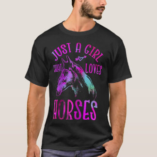 Camiseta Apenas Uma Menina Que Ama Cavalos Com Efeito De Aq