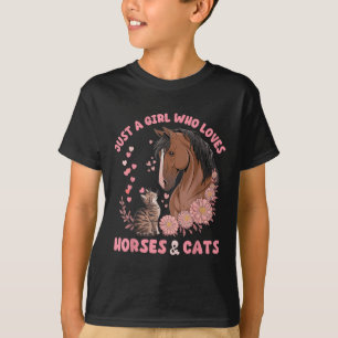 Camiseta Apenas Uma Menina Que Ama Cavalos E Gatos De Bela