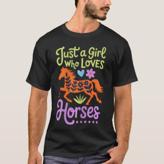 Camiseta Apenas Uma Menina Que Ama Cavalos Mulheres