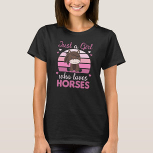 Camiseta Apenas Uma Menina Que Ama Cavalos Pôneos Doces