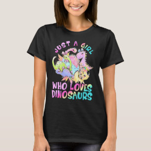 Camiseta Apenas Uma Menina Que Ama Dinossauros Bonitos Dino