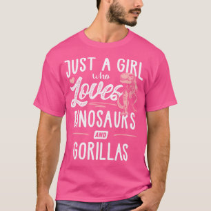 Camiseta Apenas Uma Menina Que Ama Dinossauros E Gorilas Di