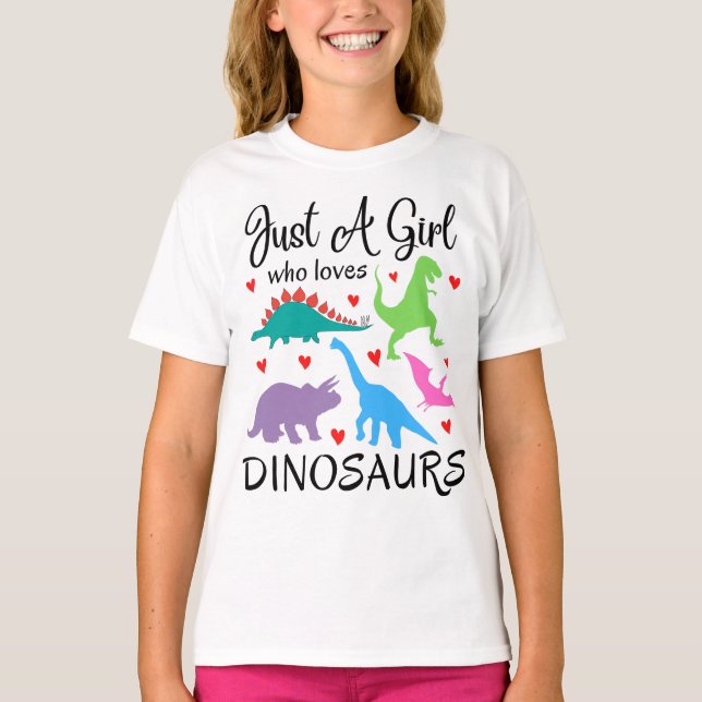 Camiseta Apenas Uma Menina Que Ama Dinossauros Meninas Amig (Frente)