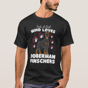 Camiseta Apenas Uma Menina Que Ama Doberman Pinschers Cacho