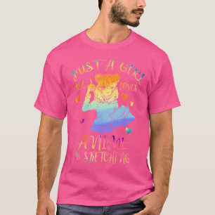 Camiseta Apenas Uma Menina Que Ama Estilo De Esboço De Anim