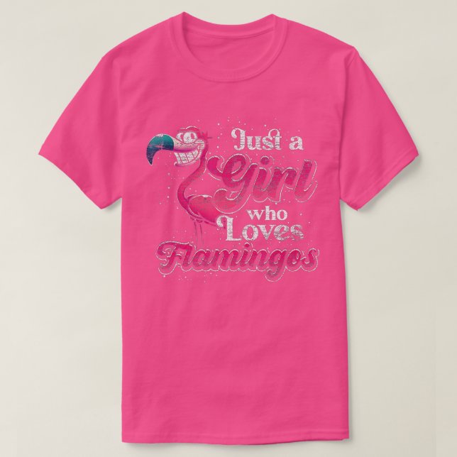 Camiseta Apenas Uma Menina Que Ama Flamingos Pássaro Tropic (Frente do Design)