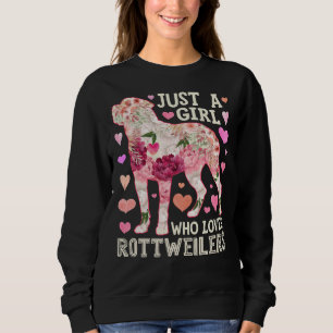 Camiseta Apenas Uma Menina Que Ama Flor De Rottweilers