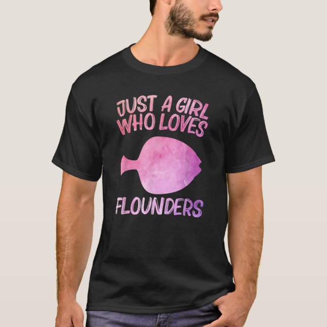 Camiseta Apenas Uma Menina Que Ama Flounders Dando Presente (Frente)