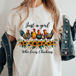 Camiseta Apenas Uma Menina Que Ama Galinha Cita Camisa-T