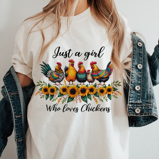 Camiseta Apenas Uma Menina Que Ama Galinha Cita Camisa-T