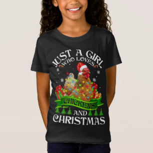 Camiseta Apenas Uma Menina Que Ama Galinha E Natal Engraçad