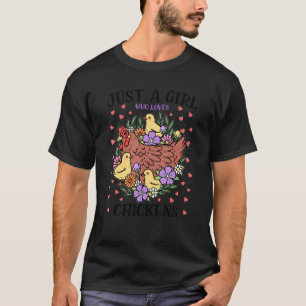 Camiseta Apenas Uma Menina Que Ama Galinhas Com Animais De