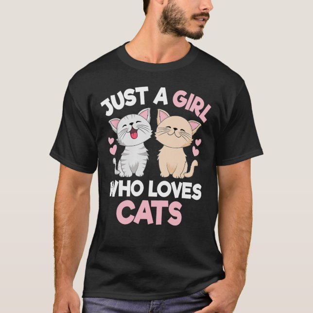 Camiseta Apenas Uma Menina Que Ama Gatos Amor De Gato Bonit (Frente)