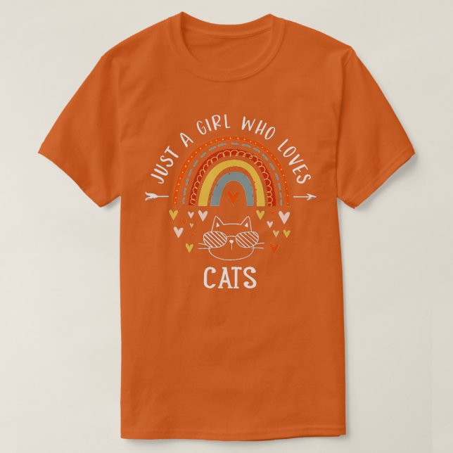 Camiseta Apenas Uma Menina Que Ama Gatos Arco-Íris Presente (Frente do Design)
