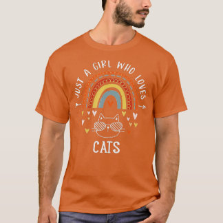 Camiseta Apenas Uma Menina Que Ama Gatos Arco-Íris Presente