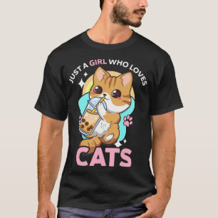 Camiseta Apenas Uma Menina Que Ama Gatos Boba Bubble Milk T
