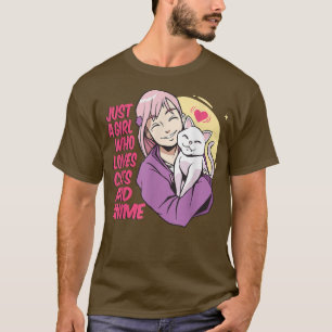 Camiseta Apenas Uma Menina Que Ama Gatos E Anime Japan Otak