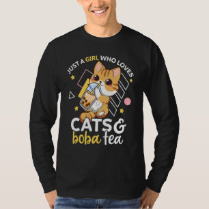 Camiseta Apenas Uma Menina Que Ama Gatos E Boba Tea Neko Bu