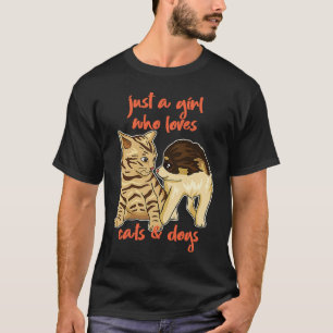 Camiseta Apenas Uma Menina Que Ama Gatos E Cachorros Gatinh