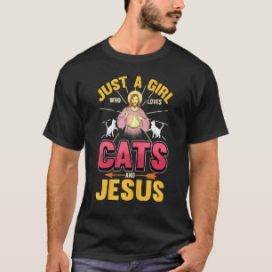 Camiseta Apenas Uma Menina Que Ama Gatos E Jesus Pet