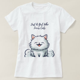 Camiseta Apenas Uma Menina Que Ama Gatos - Gato Branco Boni