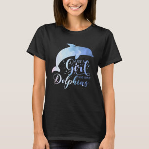 Camiseta Apenas Uma Menina Que Ama Golfinhos Aquarela Gir